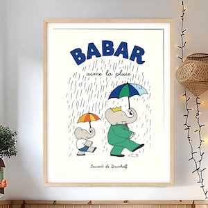 Babar The Elephant Print: Retro Nursery Decor, Kids Room Art