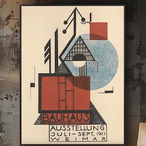 Bauhaus Poster Set Mid Century Modern Wall Art Print, Minimalist Abstract Geometric Decor