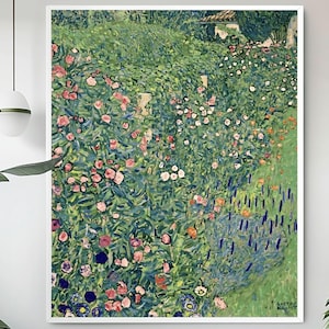 Gustav Klimt &#39;Flower Garden&#39; Print: Vintage Botanical Art Nouveau Poster