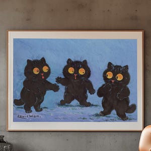 Louis Wain Cat Print: Vintage Surreal Feline Art Nouveau Poster