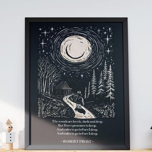 Robert Frost Poster Literary Wall Art Poetry Print Famous Poet Decor Literature Lover Gift Home Office Decor