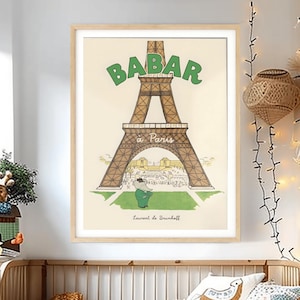 Babar the Elephant Print: Retro Nursery Decor, Kids Room Art