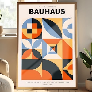 Colorful Bauhaus Poster: Geometric Mid Century Modern Art Print