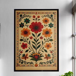 Vintage Mexican Cactus Print: Boho Floral Wall Art