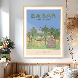 Babar the Elephant Print: Retro Nursery Wall Art, Kids Room Decor
