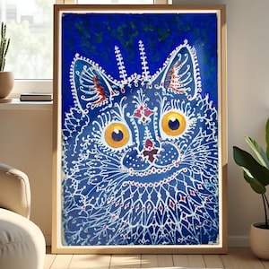 Louis Wain Cat Art Print: Psychedelic Feline, Vintage Decor