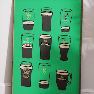 Guinness Glasses Print - Iconic Irish Stout Beer Pint Poster, Vibrant Pub Wall Art & Bar Decor, Guinness Fan Art Collection