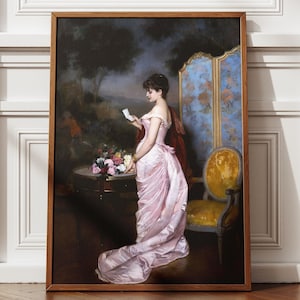 Carta de amor, Auguste Toulmouche, Arte mural con historia de amor, Regalo para un amigo, Arte mural para la sala de estar, Época victoriana
