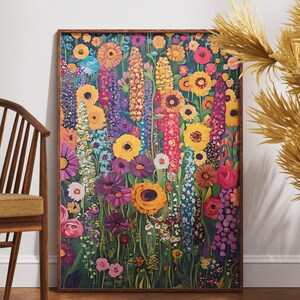 Gustav Klimt Print Flower Garden Poster, Klimt Museum Exhibition Art, Floral Artwork Wall Decor, Gustav Klimt Painting Reproduction