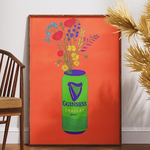Guinness-Inspired Irish Stout Print – Funky Beer Poster – Printable Pub Wall Art – Home Bar Decor – Gift for Beer Lovers