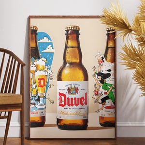 Duvel Beer Pop Art Print - Modern Belgian Ale Poster, Brewery Decor for Home Bar Cart & Living Room Wall Art Collectible