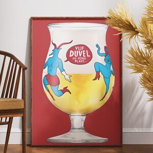 Duvel Beer Glass Art Print - Unique Belgian Ale Poster & Iconic Brewery Wall Decor for Home Bar, Man Cave, Beer Lover Gift