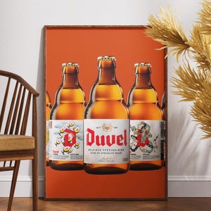 Belgian Duvel Beer Wall Art Print - Iconic Moortgat Brewery Decor, Unique Beer Lover Gift for Man Cave & Bar