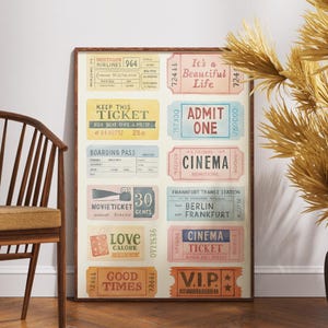 Retro Ticket Print Vintage Movie Poster, Trendy Aesthetic Wall Art, High Quality Dorm Room Decor, Theme Ticket Poster Print