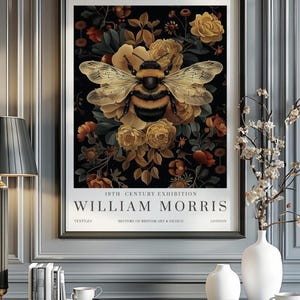 William Morris Bumble Bee Print: Vintage Botanical Exhibition Poster