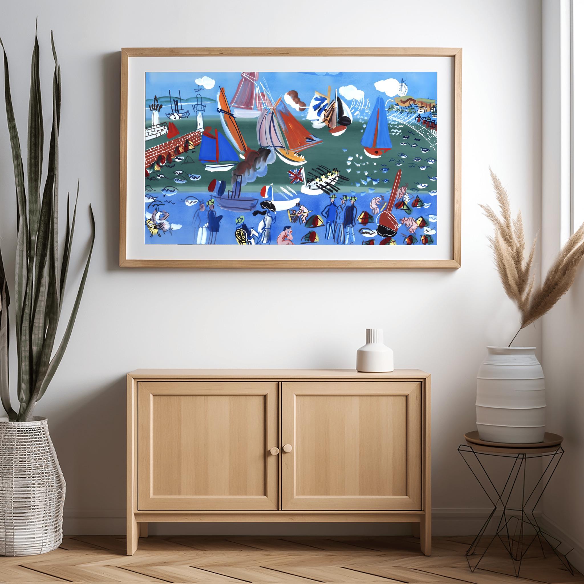 ラウル・デュフィの版画「帆船」：色鮮やかなフランス沿岸レガッタ