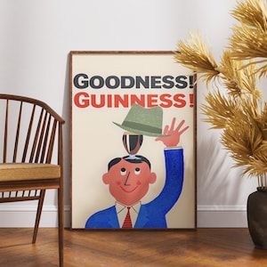 Guinness Poster Irish Stout Art Print for Pub Bar, Man Cave, Kitchen & Home, Dublin Beer Wall Decor Gift