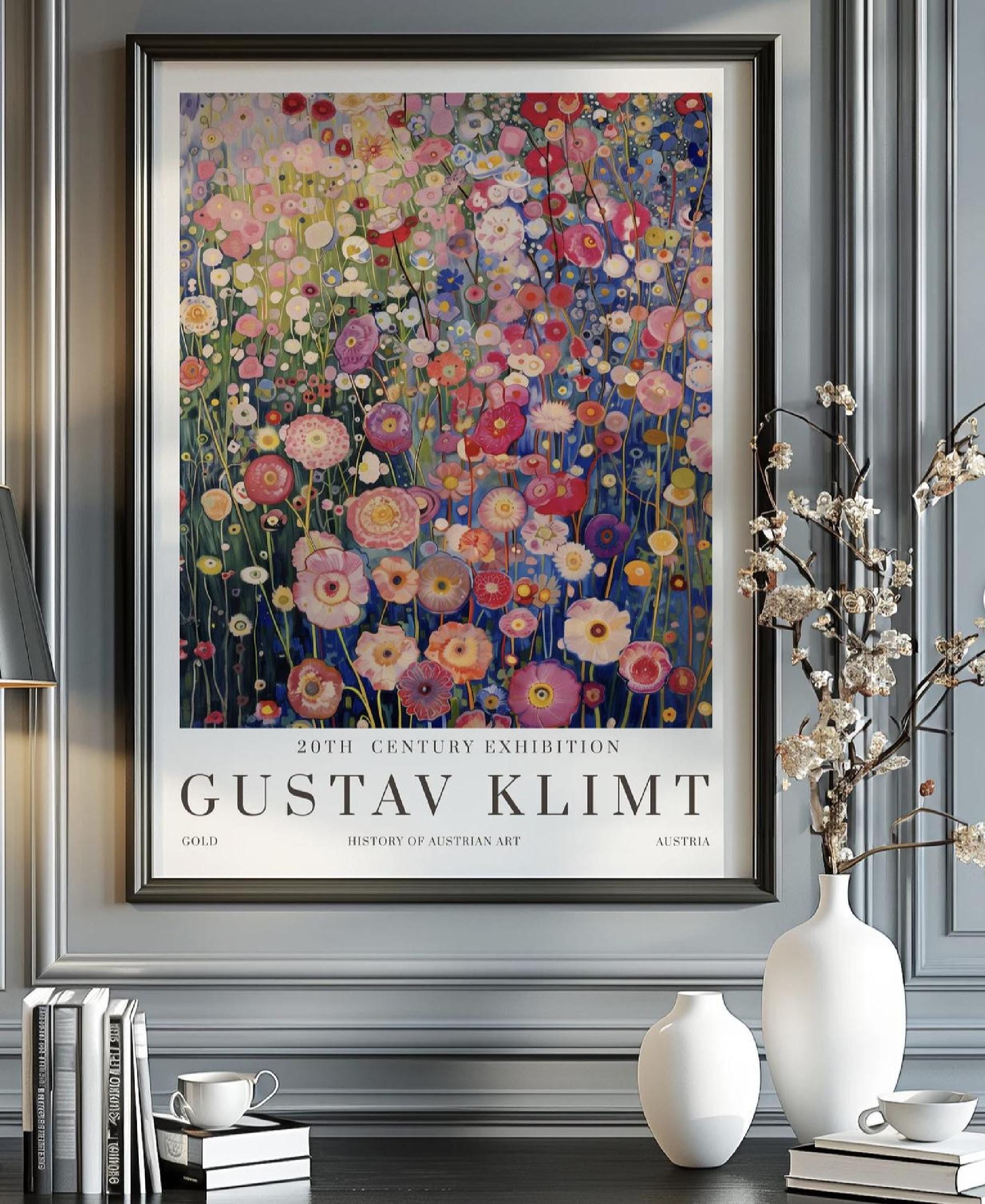 Gustav Klimt Flower Garden Print: Floral Botanical Art Reproduction