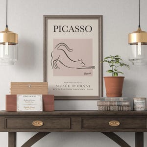Picasso Cat Line Art Print: Vintage Exhibition Poster, Musée d&#39;Orsay