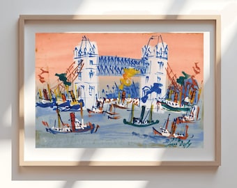 ラウル・デュフィの版画「帆船」：色鮮やかなフランス沿岸レガッタ