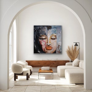 Zen and Calm Portrait - &quot;Meeting Earth&quot; - Painting on Canvas (36&quot;x36&quot;)
