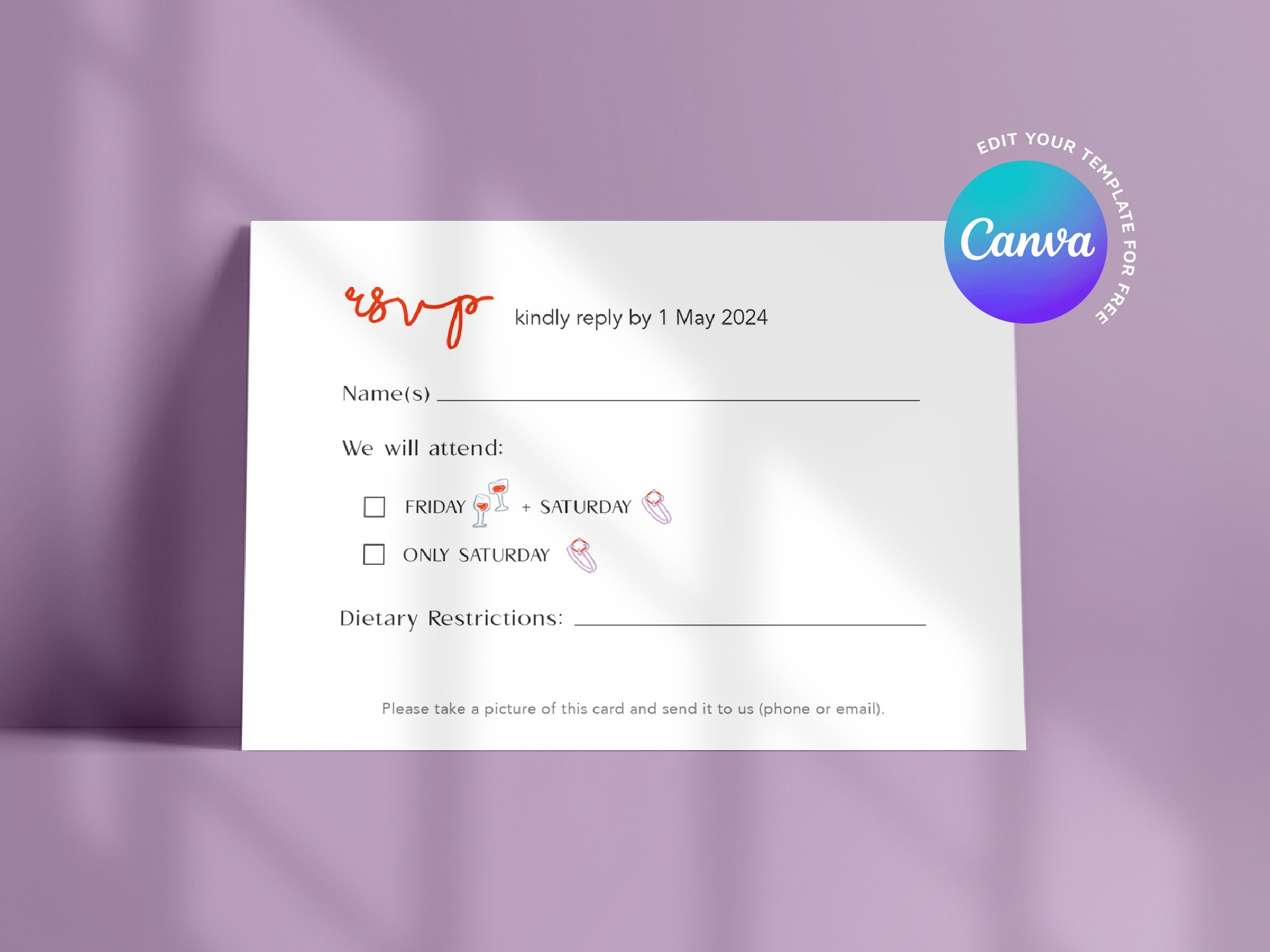 DIY Wedding RSVP | Fully Editable Template | Digital Download Wedding ...