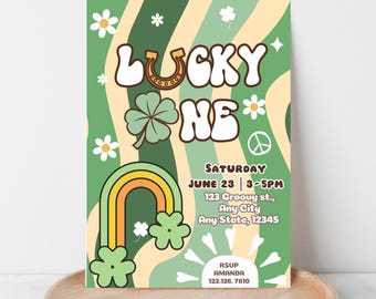 Retro Lucky One Birthday Invitation | St Patrick's Theme (Digital Download)