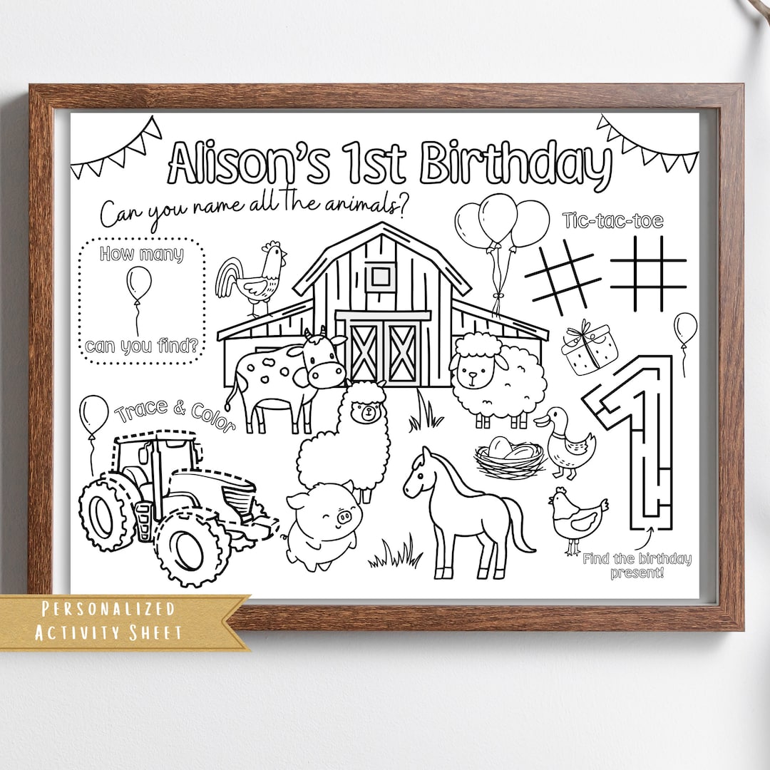 Animal Farm Birthday Party Favor Barn Animal Party Activity Sheet Party ...
