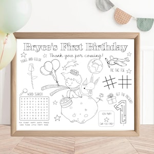 The Little Prince Party Activity Sheet | Little Prince Coloring Placemat | Little Prince Birthday Party Kids Activity | Le Petit Prince