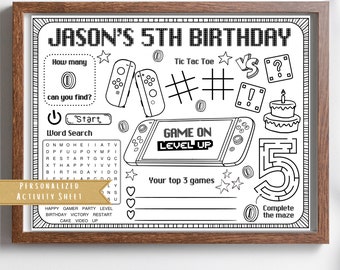 Gaming Party Placemat | Game Party Theme | Game Party Placemat | Gaming Birthday Party | Kids Activity | Game Console Coloring Sheet