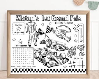 Race Car Activity Sheet | Grand Prix Party Placemat (Digital Download)
