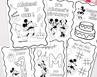 Personalized Mickey Minnie Birthday Coloring Pages | 14 pages | Party Activity (Digital Download)