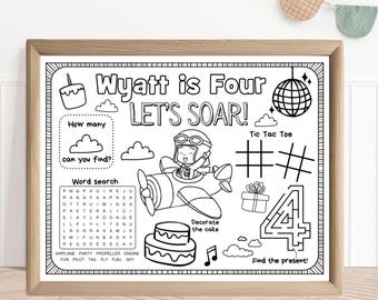 Pilot Birthday Party Activity Sheet | Airplane Placemat (Digital Download)