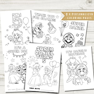 Super Gaming Brothers Birthday Party Favor Coloring Activity Book | Super Bros Smash Birthday Party | Kids Activity