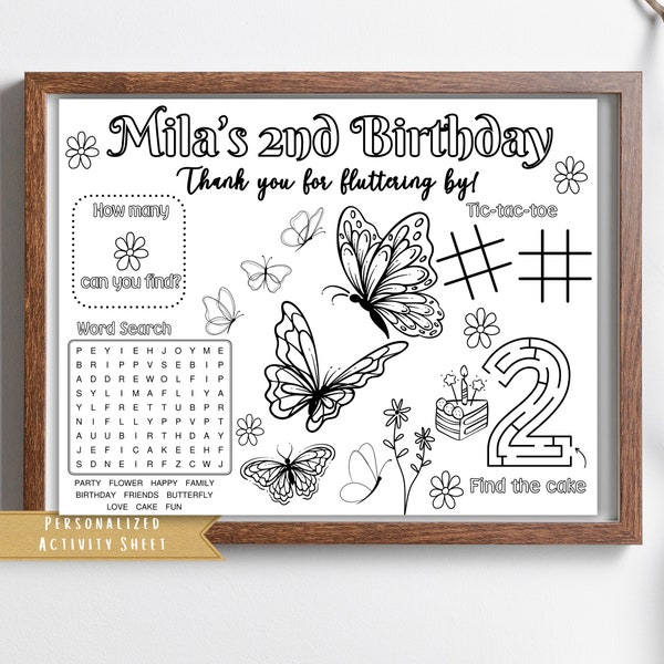 Butterfly Theme Birthday Party Favor | Butterfly Party Activity Sheet | Butterly First Birthday | Kids Coloring | Wild & Onederful