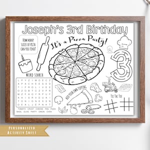Pizza Party Birthday Theme Activity Sheet | Party Placemat | Pizza Birthday Party | Pizza making party | Kids Activity | Coloring Sheet