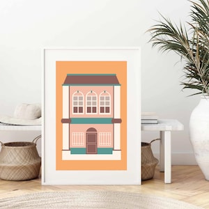 Set of 3 Peranakan Houses in Singapore | Singapore Shophouses Wall Art | Shophouses Art | Modern Singapore Art | Instant Download