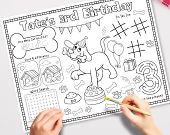 Classic Dog Party Activity Sheet | Big Dog Coloring Placemat | Game | Favour | Digital Download