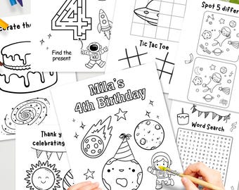 Personalized Space Birthday Coloring Pages | Solar System Activity Sheets (Digital)