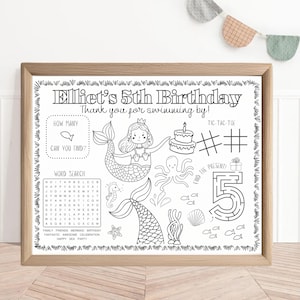 Die kleine Meerjungfrau-Geburtstags-Gastgeschenk Meerjungfrau Party Aktivität Seet | Klassische Meerjungfrau Färbung Kinder Aktivität | Oneder the sea thematisch