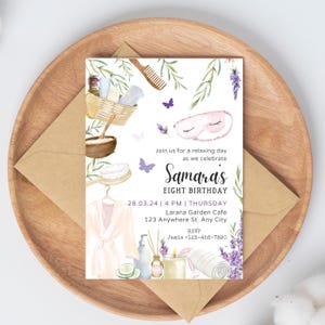 Editable Spa Party Invitation | Girl Spa Birthday Party Invite | Spa Themed Invitation Card | Spa and Makeup Party | Instant Download