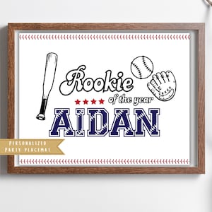 Placemat de béisbol / Favor de fiesta del novato del año / Placemat de actividad de béisbol / Coloración de béisbol / Actividad para niños / Personalizado