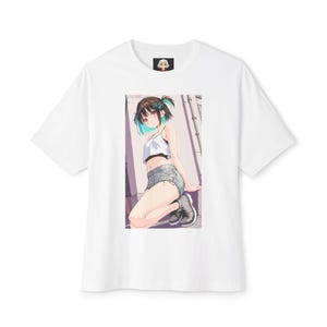 Provokatives Anime Tee | Ecchi inspiriertes Grafik-Shirt | Spitze Oni Limitierte Auflage | Übergroßes Boxy T-Shirt, japanischer Cartoon-Stil,