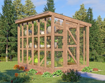 DIY Greenhouse Plans with Garden Shelves | 8x12 Backyard Lean To Structure for Plant Growing