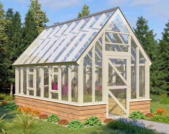 10x16 Gable Greenhouse Plans Featuring Raised Garden Beds | DIY Backyard Structure with Acrylic Panels