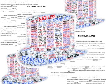 4th Of July Mad Libs Collection, American Independence Day, Party Games, Digital Download