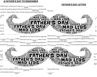 Father's Day Mad Libs Collection, Party Games, Digital Download