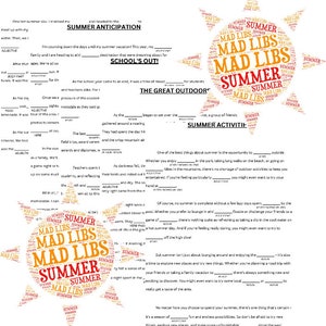 Summer Mad Libs Collection, Party Games, Digital Download