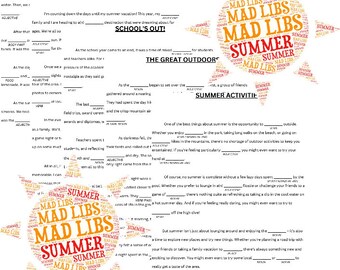 Summer Mad Libs Collection, Party Games, Digital Download