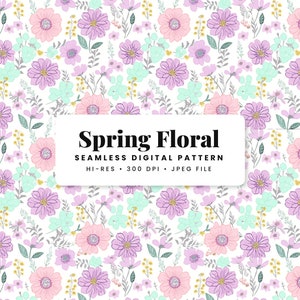Spring Summer Floral Print Seamless Pattern Daisy Repeating File for Fabric Printing Sublimation Commercial Use